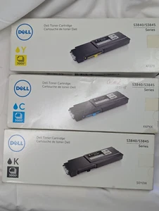 Genuine Dell S3840 & S3845 Color Toner Set 50Y0W K6PKK 47J73 3K Pg Standard Yiel - Afbeelding 1 van 1