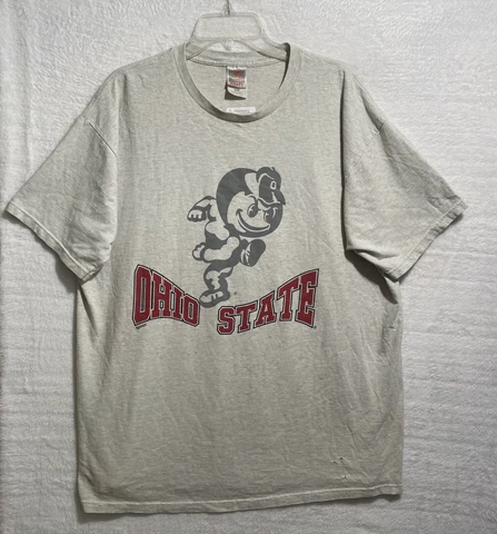 Vtg Ohio State Buckeyes Shirt NCAA Gray Crew Neck Short Sleeve Cotton Mens 2XL Cover