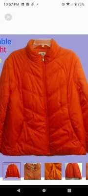 Athletic Works Women's Orange XL Puffer Jacket - Image 1 of 4