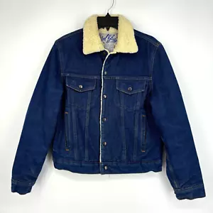 Chaqueta Denim Camionero Cool Blues Vintage Talla Mediana Azul Imitación Sherpa Frente a Presión - Imagen 1 de 12