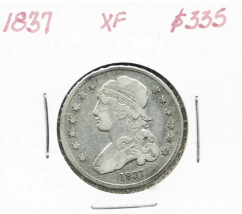 1837 CAPPED BUST US SILVER QUARTER-FULL EXTRA FINE DETAIL Cover