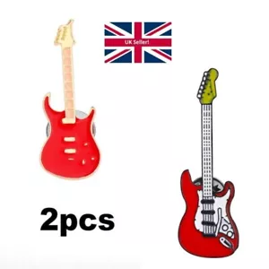 2-teiliges Emaille Pin Gitarrenset Ukulele & E-Gitarren Abzeichen rot Guitalele Revers - Bild 1 von 8