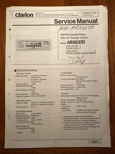 CLARION ARX6370 AM/FM STEREO RECEIVER ORIGINAL SERVICE REPAIR MANUAL - Picture 1 of 1