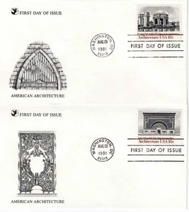 US Scott #1928-31, First Day Covers 8/28/81 Washington Single Architecture - Picture 1 of 2