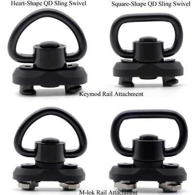 Black Unique QD Sling Swivel Mlock / Keymod Rail Handguard Attachment Adapter - Image 1 of 4
