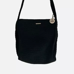 Borsa a tracolla THE SAK originale all'uncinetto nera classica boho - Foto 1 di 7