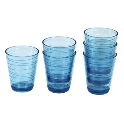 6 Stück Brunner Onda Dolomit Camping Trinkglas Glas 300 ml blau transparent Set - Bild 1 von 2
