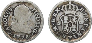 Spain 1778 S CF ½ Real Silver 813 VF - Picture 1 of 1