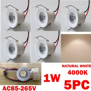 5PC 1W White Recessed LED Ceiling Down Light Natural White Spotlight Cabinet NEW - Picture 1 of 18