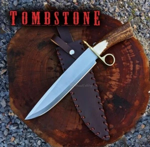 Tombstone Knife Ring Guard Bowie Billy Clanton Movie Replica Knife Stag - Picture 1 of 10