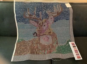 Shillcraft Readicut Latch Hook Canvas only 30x34” first snow deer 314 vintage - Picture 1 of 5