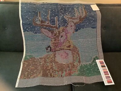 Shillcraft Readicut Latch Hook Canvas only 30x34” first snow deer 314 vintage - Image 1 of 4