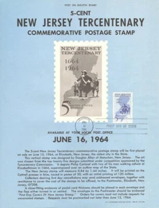 #1247 5c New Jersey Statehood Briefmarke Poster - inoffizielle Souvenirseite flach HC - Bild 1 von 1