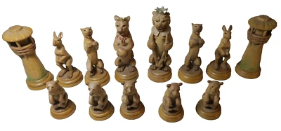 VERY RARE HANDCARVED ANRI WILDLIFE 13PC CHESSMEN REPLACEMENT PIECES - Image 1 of 4
