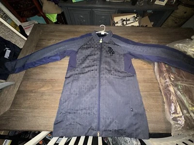 Size Medium Mens Puma Dapper Dan Water Repellent Full-Zip Rain Jacket Navy Blue - Image 1 of 4