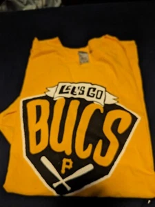 Pittsburgh Pirates Gold SGA T-Shirt Let's Go Bucs, Size XL - Picture 1 of 2