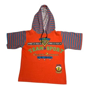 Athletic Works 90s Vintage Orange Hooded T-Shirt Size 7 - Picture 1 of 6