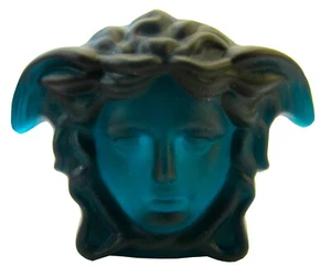 Medusa Halbkopf aus Kristallglas in stahlblau L 7,8cm x B 10cm x H 3,4cm -AE1141 - Bild 1 von 4