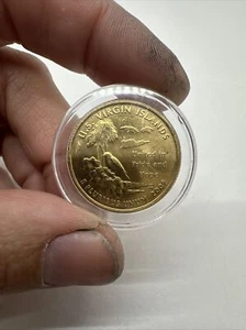 Gold Plated 2009-D U.S. VIRGIN ISLANDS Territories Quarter Capsule Free Shipping - Picture 1 of 2