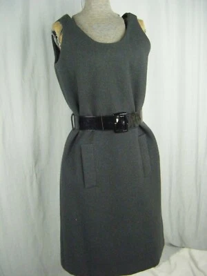 Vestido GEOFFREY BEENE De Colección Años 60-70 Diseñador Lana Carbón Vaina Mod-Busto 37/XS-S Foto 1 de 4