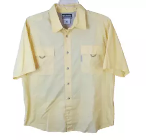 Vintage Columbia X.C.O. Short Sleeve Button Up Shirt Men's L Yellow Fishing - Picture 1 of 7