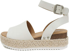 Soda Women's Topic Open Toe Buckle Ankle Strap Espadrille Synthetic sandals 