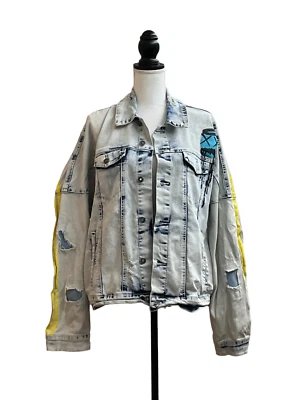 Chaqueta de Jean Rue 21 Denim Distressed Estampado Graffiti L Foto 1 de 4