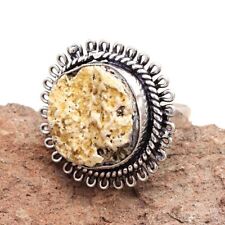 Agate Drusy Gemstone Handmade Birthday Day 925 Silver Jewelry Ring"8.5"