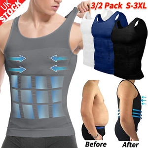 Chaleco de compresión modelador corporal para hombre 3/2 piezas Camisa adelgazante Tanque Pecho Vientre Cintura Reino Unido - Imagen 1 de 71