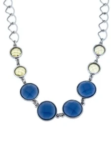 NWT CHICO'S Jonette Faceted Glass Accents Necklace $45 price tag Blue And Green - Picture 1 of 3