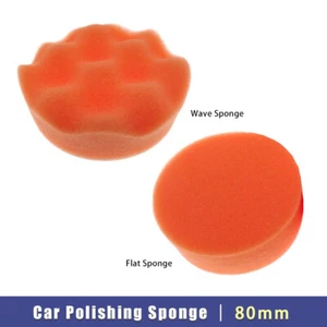 80mm Orange Wave / Flat Car Polishing Sponge Cleaning Waxing Buffing Pads - Picture 1 of 10