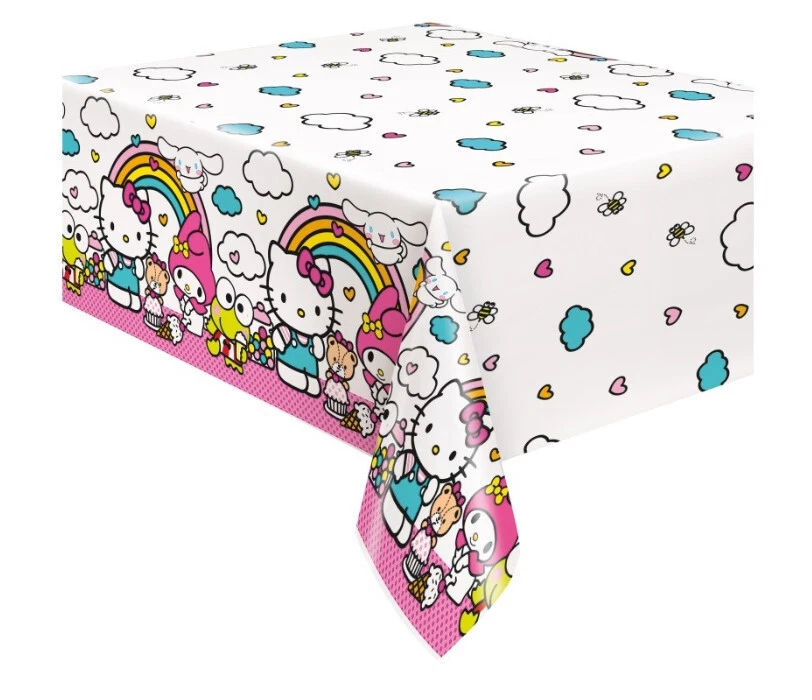 Hello Kitty 1 Ct Plastic Pink White Tablecover 54 x 84 - Image 1 of 1