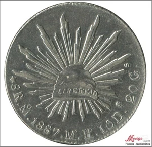 Mexico 8 Reales 1887 MH / Mejico City / 27,07 gr. plata MBC - Picture 1 of 2