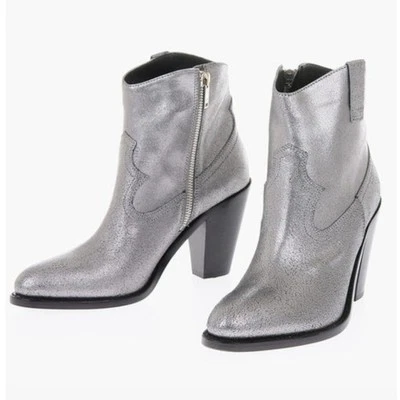 Bota Western Saint Laurent Metálica Plateada Cuero IT 39 US 9 Foto 1 de 4