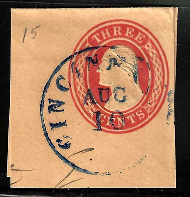 Blue Cancel Untyped 3 Cent Washington Postal Stationary 1850's-60's US 92B41 - Image 1 of 2