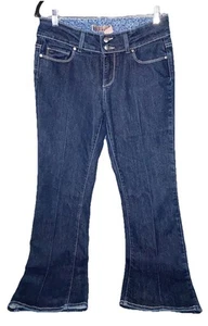 Paige Hidden Hills Jeans Womens 29 Flare Dark Blue BootCut Stretch Zip Mid Rise - Picture 1 of 10