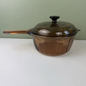 Visions Pyrex Corning Ware Amber 2,5L Soßenpfanne Topf mit Deckel geriffelte gerippte Wand - Bild 1 von 11
