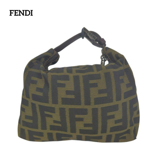 Borsa pochette accessori zucca originale FENDI argento mini vanty sacchetto trucco nylon