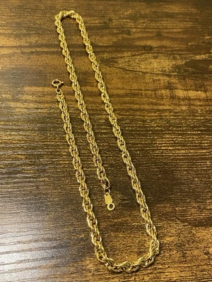 Collar de cadena de eslabones de cuerda para hombre chapado en oro 5 mm de ancho ¡20 pulgadas de largo! Genial! Foto 1 de 4