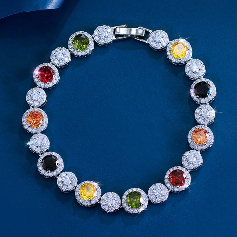 Nuevo Brazalete Redondo Mezcla Amarillo Citrino Ónix Piedras Preciosas Moda Mujeres Niñas Plata Foto 1 de 4