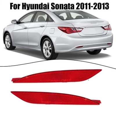 Shockproof Red Rear Bumper Brake Light Reflector Set for Hyundai Sonata 8th - Image 1 of 4