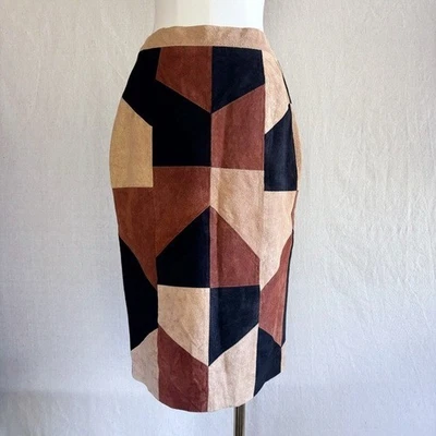 Винтажная лоскутная кожаная юбка размер 6 - Изображение 1 из 4