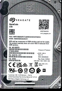 ST5000LM000 P/N: 2U8170-577 F/W: SPS5 S/N: WCJB3 5TB MAR 2025 TAILANDIA SEAGATE - Imagen 1 de 2