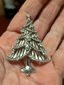 HOBE Clear silver Christmas tree brooch - Picture 1 of 3