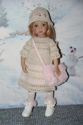 Conjunto Para Muñecas Effner Little Darlings 13" - Tejido Vestido Sombrero + Cartera / Botas -NUEVO Foto 1 de 4