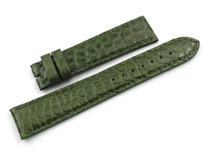 Watch Band Crocodile Veritable Glossy Green 18/16mm Hand Made Top Artisanal New - Bild 1 von 4