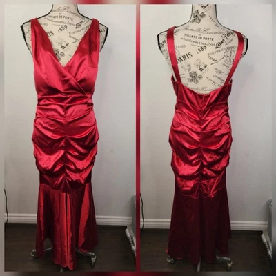 XScape Talla 12 Rosa Rosa Vestido Formal Acanalado Sirena Cuello en V Regencycore Hada Foto 1 de 4