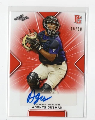 2021 Leaf Perfect Game National Showcase Orange /30 Adonys Guzman #BA-AG1 Auto - Image 1 of 2