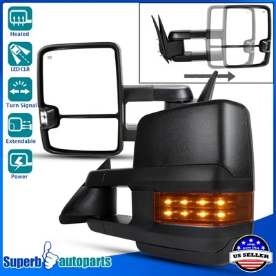 Fits 2003-2007 Sierra Silverado Extended Towing Power Heat Mirrors+LED Signal - Image 1 of 4