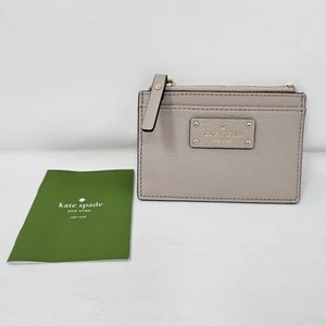Cartera portatarjetas Kate Spade Grove Street de cuero almendra con cremallera superior - Imagen 1 de 3